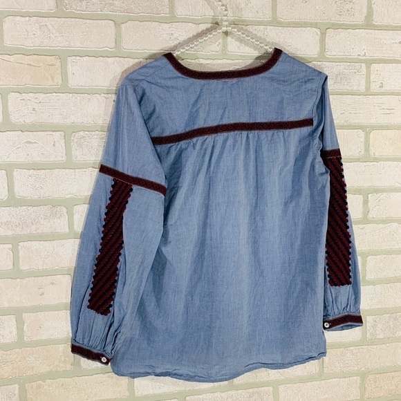Joie Marlen Embroidered Chambray Blouse Size XS - Picture 8 of 9